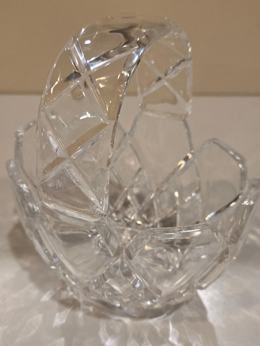 Vintage Cut Glass Crystal Clear Basket